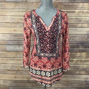 LUCKY BRAND Boho Long Sleeve V-Neck Top